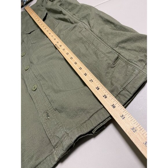 LL Bean Slightly Fitted Green Shacket Shirt Jacket Men XL Ripstop Military Light - Picture 6 of 16